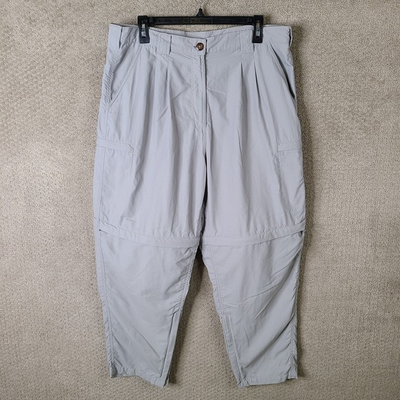 Vintage LL Bean Traveler Pants Womens 14P Gray Convertible Hiking Zip Off Shorts - Picture 1 of 14